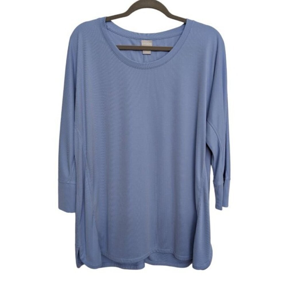 Chicos Travelers Tunic Womens 3/XL Modal Blend Relaxed 3/4 Sleeves